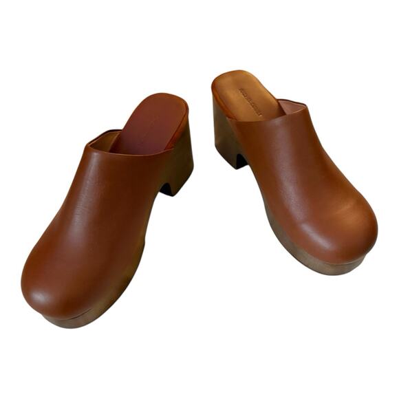 Rachel Comey Blaring Clog Size 8 (fits 7.5) Brown Nappa Leather Wood Mule - Picture 2 of 16